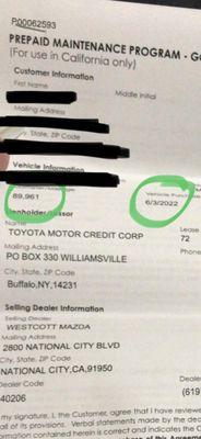 Contract proof of mileage at time of signing June 3rd, 2022. 89,961 miles.
 According to Pj Rasouli, flushes are needed every 7,000 miles.