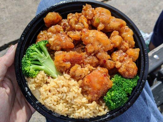 General Tso Chicken with Fried Rice Lunch Special. The chicken was very hard to bite into and super dry.