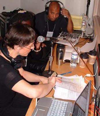 KBOO staffers broadcasting at a Martin Luther King celebration.