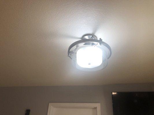 Francis electric removed my old outdated lighting and replaced it with fixtures I had purchased to update my kitchen!