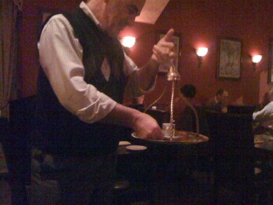 Jay getting ready to spin a Turkish coffee on the tray