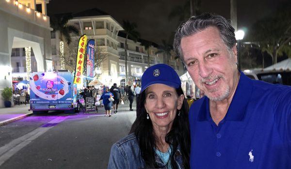 ROSARIO S. CASSATA AND CAROLYN CASSATA ON MAIN STREEET AT DOWNTOWN ABACOA IN JUPITER, FLORIDA.