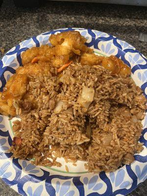 Crunchy Hunan Chicken Pork fried rice