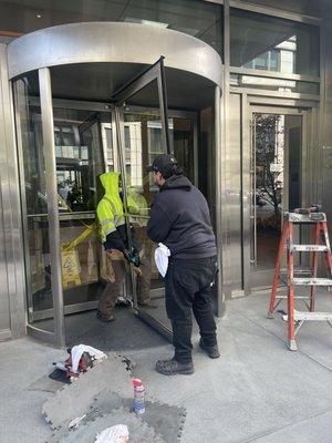 We can fix your buildings doors wether it's a revolving, storefront, glass, iron or an apartment door.  Call for your free estimate.