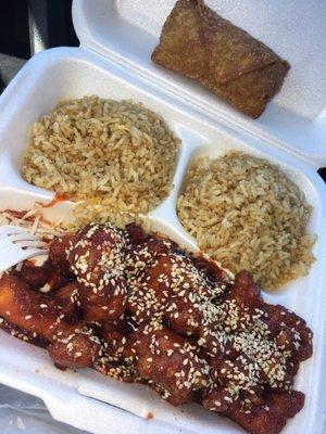 8.88 - entree, fried rice, egg roll and donuts on Wednesday's! Yummy!!!