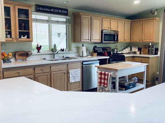 The completed countertops and windowsill