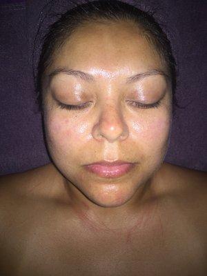 Her skin is left radiant after the 24karat Gold Facial, using gold infused cleanser, masque, serums & moisturizer.