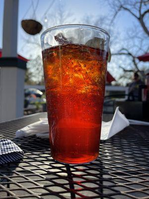 Unsweetened ice tea outside