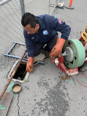 Our tech, Jaime, cabling through a clean out. 
#draincleaning #drainservices #techoftheday