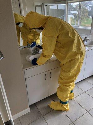 Proper PPE during COVID clean