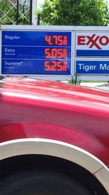 Prices for 7/2/2022 - least expensive Exxon in the area!