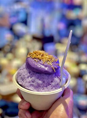 Ube Shave Ice (topped with toasted coconut)