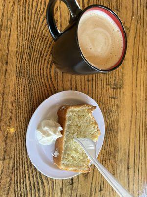 Hot, coconut cake and hot coffee, the best