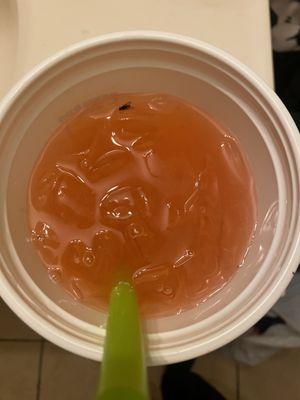 Large Real Strawberry Lemonade ..Nasty ass shit open it to get the strawberries and what do u know a fly in my drink nasty ass place