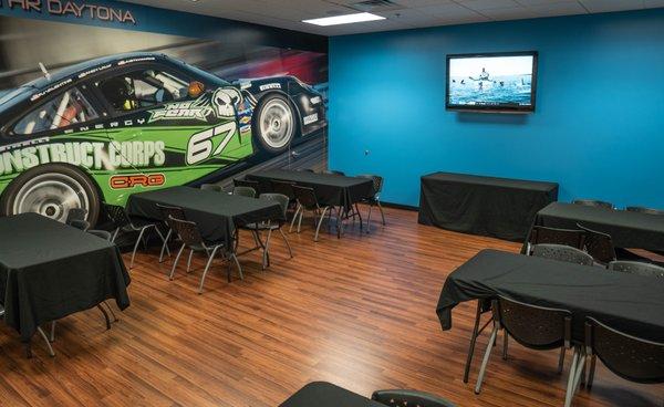 The Daytona Room inside K1 Speed Houston for birthdays, company parties and more!