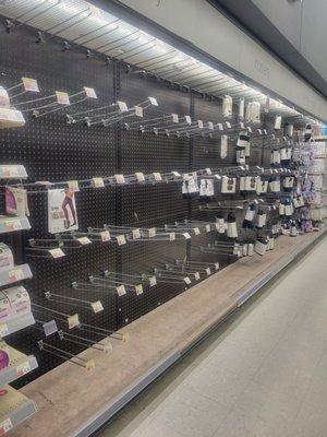 No panty hoes. This aisle is empty.