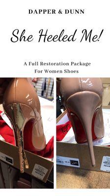 Women's Full Heel Restoration Pkg includes Cleaning & Conditioning Leather * Install New Color(s) * Heel Caps