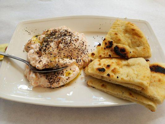 Taramosalata and charred flatbread