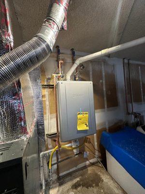 Tankless water heater installed