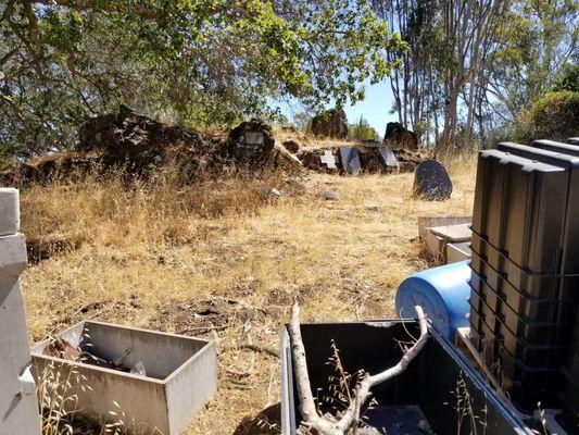 debris and abandoned graves