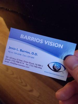 Barrios Vision's Business Card.