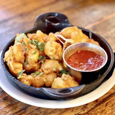 Fried cheese curds.  Menu said cheddar but they tasted like mozzarella.  Pretty good!