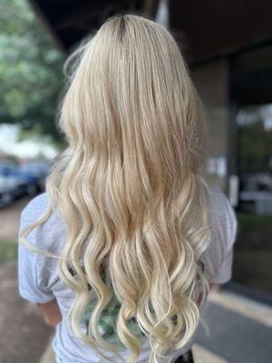 Blonde I-tip extensions