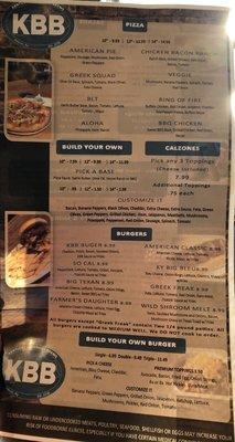 KBB updated menu