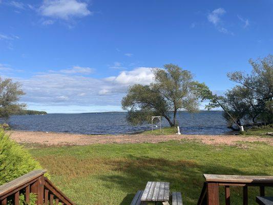 View of the beach from the deck of our cottage