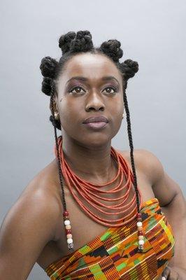 Healthy natural hair Tribal bantu knots.