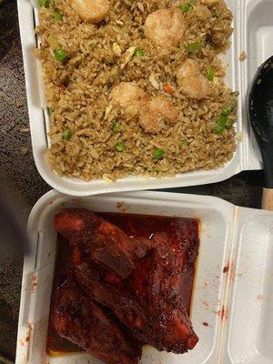 BBQ Spare Ribs(8) and Shrimp Fried Rice. Also ordered Orange Chicken and Chicken Chow Mein