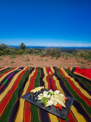 Lunch platter on top of a Butte in Bend, Oregon.