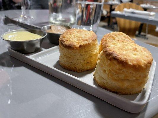 The biscuits with burnt miso butter and lemon curd are the best start to the meal