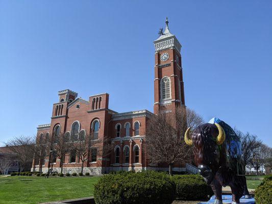 The famous Indiana courthouse with a tree in the roof