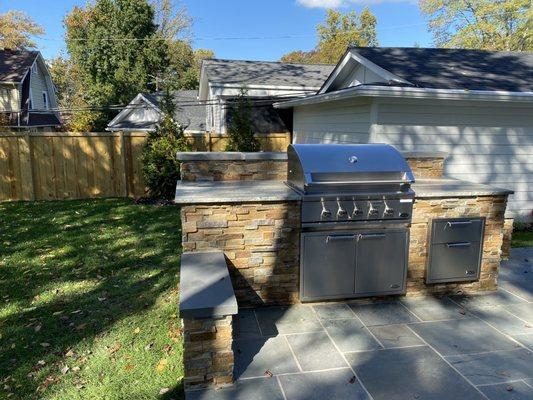 Backyard patio and kitchen