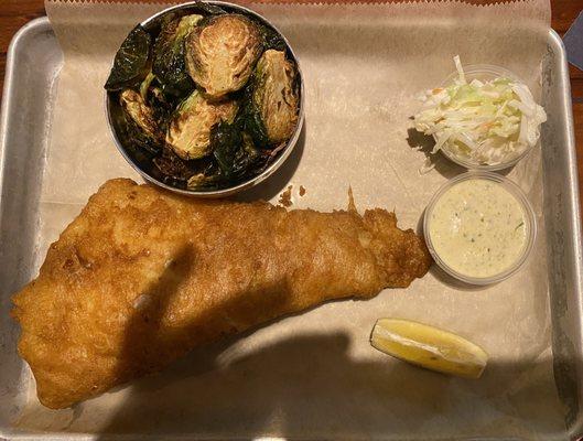 Fried Fish & Chips / Brussels sprouts