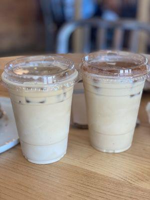 Large 16 oz latte and snickerdoodle latte