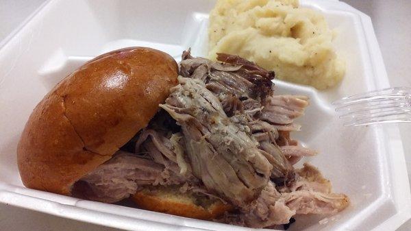 The pulled pork is tasty but the mashed potatoes will really surprise you - they are THAT good!