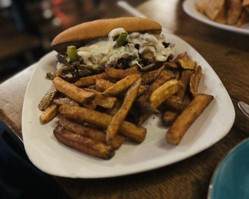 Steakhouse sandwich with fries