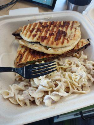 Roast beef melt and tuna macaroni