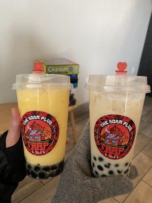 My kids love the drinks but boba was kind of hard.   Happy Milk Green and Tea Mango Slush