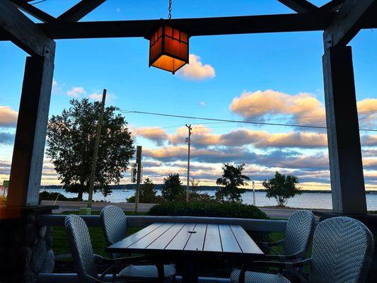 View of Traverse City west bay from the restaurant.