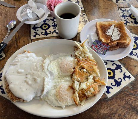 Chicken Fried Steak 2 eggs over medium. Amazing!