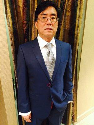 Trying on the suit!  Before minor alterations. (Black Tie took care of the alterations within 1 week.)