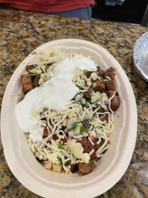 Steak bowl minus the unavailable grilled veggies.