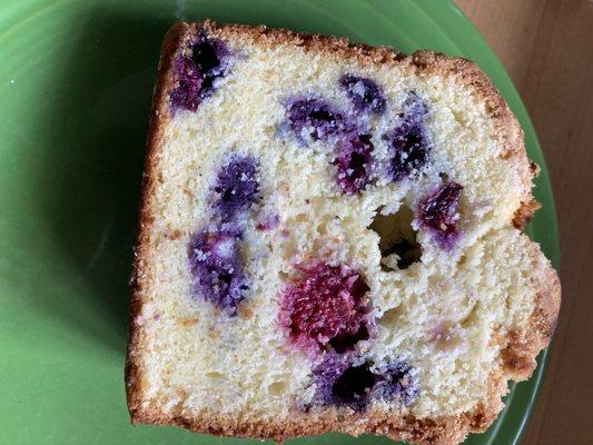 A slice of the blueberry crumb cake