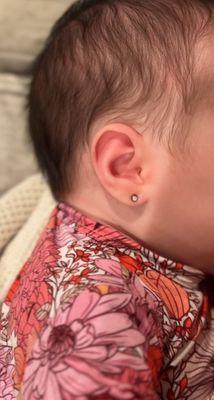 Earlobe piercing 3 month old