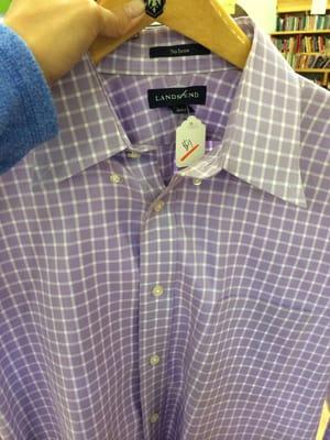 Really smart #landsend no iron (bonus!!!) gorgeous men's shirt. $9 and interview perfect. 10/24/13.