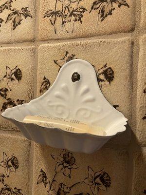 Small details. Soap holder in the shower. Lovely tiles on the shower wall