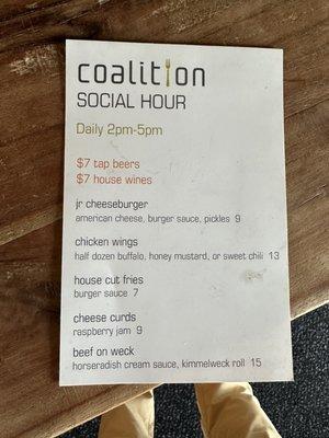 Happy hour menu